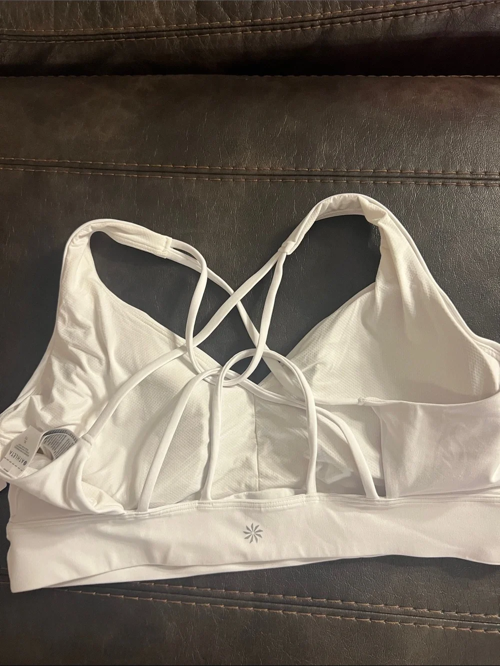 Athleta White Strappy Sports Bra with Crisscross Back